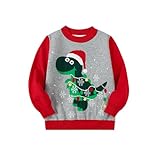 Trsenvrml Kleinkind Junge Weihnachten hässliche Pullover Kinder Weihnachten Dinosaurier Lange Hülse Pullover Neuheit Pullover Sweatshirt 3-7T (Grau, 5-6T
