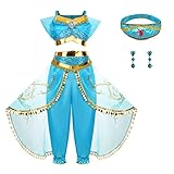 Foierp Jasmine Kostüm für Kinder mit Prinzessin Jasmine Dress Up Mädchen Fancy Kleider Weihnachten Halloween Cosplay Party Outfits