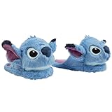 Disney Hausschuhe Damen- Komfortable Damen Hausschuhe in Größen 34-41 - passend Teenager Madchen- Gästehausschuhe Wintertauglich (Blau Stitch, 38-39)