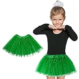 Mädchen Tutu Röcke Tüllrock 80er Jahre Retro Kinder Tutu Rock Halloween Weihnachten Urlaub Party Kostüm (Grün)