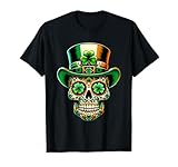 Irland Sugar Skull Kleeblatt Irisches St Patricks Day Kostüm T-Shirt