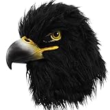 shayulajiao Schwarze Adler Maske Realistische Tierkostüm-Vollkopfmaske, Halloween & Karneval Gruselmaske mit Detailiertem Design, Lustige Cosplay-Party Vogelmaske für Erwachsene (Einheitsgröße)