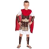 Boland - Kinderkostüm Gladiator, Set mit Tunika, Arm- und Beinschutz, Kämpfer, Ritter, Karneval, Mottoparty, Weiß, 140