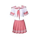 SBluuCosplay Astolfo Cosplay Schuluniform rosa Matrosenkostüm mit Socken (Herren groß)
