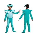 Disguise Offizielles Minecraft Kostüm Kinder Diamant Rüstung Karneval Kostüm Minecraft Faschingskostüme Kinder S, Blau