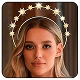 Zoestar Halo Kronen Stirnband Gold Sterne Kopfschmuck Strass Stern Haarreif Göttin Hochzeit Haar Tiara Halloween Kostüm Kopfbedeckung Festival-Haar-Accessoires für Damen (Gold 1)
