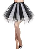 DRESSTELLS Karneval Kostüm Tüllrock Tütü Rock Fasching Cosplay Röcke Schwarz Weiß Kurz 80er Party Unterrock Ballett Tanzkleid Petticoat Black-White XL