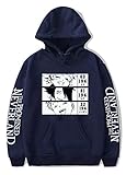 FJHYEEBN The Promised Neverland Hoodie Manga Emma Norman Ray Cosplay Sweatshirts Anime Mantel für Männer-01466-Blue-XL