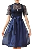 EIISSION Dirndl Damen midi Lang Dirndl Blau Trachtenkleid Trachtenrock Dirndl-Komplettsets Trachtenmode Trachten Damen mit 3 Teilig Dirndl Schürze Dirndlbluse Oktoberfest Dresses Dirndlkleid 52