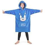 Sonic Hoodie Decke Kinder Jungen Übergröße Kuscheldecke mit Ärmeln, Warm Fleece Kapuzenpullover Teenager Tragbare Decken Hoodie Jungen (Blau)