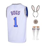 TUEIKGU Herren #1 Bugs #10 Lola Trikots Paare Halloween Kostüm Sets Weltraum Basketball Trikot für Damen, Weiß 1, Mittel