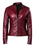Damen Claire Classic Red Cosplay Echtes Leder Redfield Kostüm Resident Gaming Hoodie Jacke, rot, 42