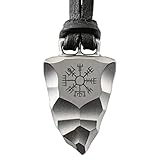 Element of Gods Titan Faustkeil Vegvisir Wikingerkompass Anhänger mit Lederband in schwarz