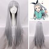 LINLINCD Cosplay wig Japanische Anime-Mischung S Kanzaki Hideri Aus Straight Long Silbergrau Cosplay Perücke Halloween Rollenspiel+Perückenkappe Grau
