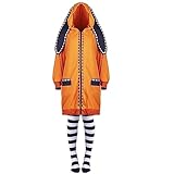 CoolChange Cosplay Hoodie von Runa Yomozuki mit Hasenohren | Kostüm Mantel für Kakegurui Fans | Inkl. Ringelstrümpfen | Größe: M