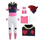 SKAYWHUK Hisoka Cosplay Kostüm Hisoka Hemd Weste Hose Uniform Zubehör mit Perücke für Männer