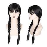 XIKTTK Wednesday Perücke, Wednesday Perücke Kinder, Wednesday Perücke Damen, Perücke Wednesday Kinder, Perücke Wednesday Damen, Mittwoch Perücke mit Pony, Wednesday Wig Für Wednesday Party
