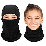 Arcweg Sturmhaube Balaclava Winter Kinder Skimaske Jungen Mädchen Atmungsaktiv Sturm Haube Antistatisch Sturmmaske Warm Motorradmaske Elastizität Winddicht für Motorrad Fahrrad Laufen Schwarz
