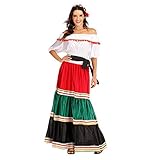 EraSpooky Damen Mexikanerin Senorita Kostüm Faschingskostüme Cosplay Halloween Party Karneval Fastnacht Kleid für Erwachsene