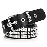 WHIPPY Nietengürtel Leder Metall Punk Rock Nietengürtel für Damen/Herren Punk-Ledergürtel Gotischer Gürtel Zubehör für Jeanshosen，S