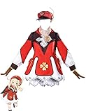 Anime Cosplay Kostüm Genshin Impact Klee Kleid Full Set Halloween Party Cute Uniform mit Hut (Small)