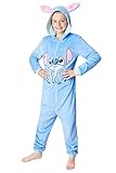 Disney Stitch Onesie Mädchen, Kuschelige Warm Einteiler Schlafanzug Kinder, Baby Yoda Geschenke für Mädchen Weihnachten (Blau Stitch, 14-15 Jahre)