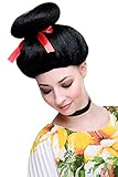 WIG ME UP - 2120-P103 Karneval Fasching Perücke Geisha Asien Japan Cosplay China Girl Schwarz Perrücke