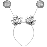 Balinco Alien Haarband Silber mit 2 runden Kugeln & Glitzereffekt | Haarreifen | Disco Queen Headband | Haarschmuck | Stirnband | Headwear | Karneval Fasching Halloween Party Kostüm für Damen & Herren