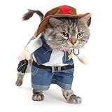 NACOCO Cowboy Hundekostüm mit Hut Hundekleidung Halloween Kostüme für Katze und kleine Hunde (X-Small)