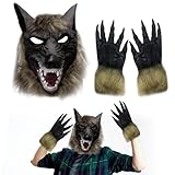 LETTERASHQP Werwolf Maske Erwachsene Halloween Werwolf Kostüm Herren Werwolf Maske Kinder Wolfskopfmaske Halloween gruselig Horror Halloween Kostüm Kit für Halloween Party Cosplay