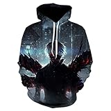 CSOCKS Tokyo Ghoul Hoodie Ken Kaneki 3D-Gedruckter Anime-Langarm-Pullover mit Kapuze für Männer und Frauen