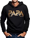 MAMAHUHU Papa Pullover Personalisiert mit 3 Kindernamen, Herren Pulli Hoodie schwarz 2 Namen der Kinder Geschenk zum Vatertag Geburtstag Kaputzenpullover Kleidung für Männer