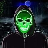 Molbory LED Purge Maske, Halloween Maske, LED Grusel Maske im Dunkeln Leuchtend, Halloween Purge Maske mit 3 Beleuchtungsmodi für Kostümspiele Cosplays Feste und Partys
