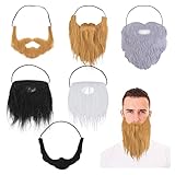 Yolev 6 Stück Fake Bart Lustiger Bart Falscher Bart Kostüm Gesichtsbart Zubehör mit Verstellbarem Bungee Kabel für Halloween Party Cosplay Zubehör