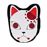 Elbenwald Demon Slayer Kissen im Tanjiro Kamado Mask Design 28,5 x 36 x 9 cm für Anime Fans Herren Damen Unisex Mehrfarbig