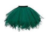 GOOBGS Damen 50er Ballettrock Multi-SchichtenVintage Ballet Blase Firt Tulle Petticoat Puffy Tutu Dunkelgrün Medium