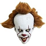 FAICCIA Killer Clown Latex Maske Halloween Kostüm It Pennywise Crazy Joker Cosplay, Unisex