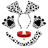 UILYNIU 4 Stück Dalmatiner Kostüm Zubehör Hundekostüm Welpe Hund Ohren Haarreif Fliege Schwanz Set für Rollenspiele Partys Halloween Cosplay (4 Stück)