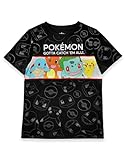 Pokemon T-Shirts Jungen Kinder Grüne oder Schwarze Pikachu-Zeichen Top 7-8 Jahre