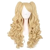 MapofBeauty 28 Zoll/70cm Lolita Lange Lockige 2 Pferdeschwanz 1 Perücke Cosplay Perücke (Orange Gelb)