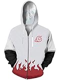 QYIFIRST Pullover Reißverschlussjacke Cartoon Mantel Uzumaki Cosplay Kostüm Herren Damen Jacke Trenchcoat Unisex Weiß 4XL (Chest 122cm)