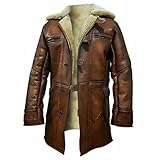 Herren Cosplay Military Dark Knight Bane Rises Knight Kostüm – Jacke Mantel & Westen für Herren, Bane Coat Braun - Echtleder, M