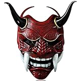 Mrisata Japanischer Böser Dämon Kabuki Hannya Maske Dämon Oni Samurai Kabuki Prajna Teufelsmaske, Japanischer Dämon Prajna Gesichtsbedeckung Halloween Japanischer Prajna Geist Cosplay (A)