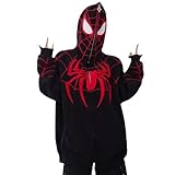EGSDMNVSQ Y2k Zip Up Hoodie Spider Damen Herren Spiderman Jacke Zipper Kapuzenjacke Gothic Vintage Halloween Cosplay