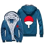 QYIFIRST Unisex Anime 3D Druck Hoodie mit Fleecefutter Hokage Uchiha Sasuke Uchiha Clan Sweatshirt Cosplay Kostüm Pullover Windjacke Blau-H EU 4XL