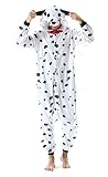 SimZoo Unisex Pyjamas Onesies Tiere Kostüm Cosplay Erwachsene Karneval Nachtwäsche Halloween Schlafanzug Fasching Einteiler,Dalmatiner