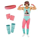 Fun Shack Aerobic Kostüm Herren, 80er Sport Outfit Herren, 80er Jahre Kostüm, Aerobic Anzug - M