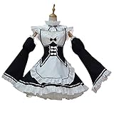 MAJOZ0 Cosplay Kostüm, Anime Re Life in a Different World from Zero Cosplay Maid Outfit Ram Rem Cosplay Kostüm Set mit Socken - XL