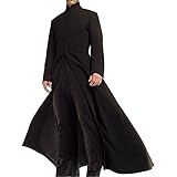 Fashion_First Matrix Neo Herren-Trenchcoat, schwarzer Wollmantel, langer Trenchcoat, schwarzer Wollmantel, schwarzer Wollmantel für Herren, Schwarzer Baumwollmantel, XXXL