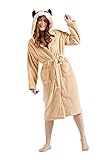 ATOZ Bademantel Erdmännchen Flanell Erwachsene Tierpyjamas Kapuzen-Bademantel Karikatur Nachthemd Erdmännchen Für S